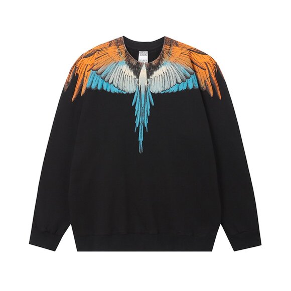 Marcelo Burlon County Of Milan Orange Wings Black Long Sleeves